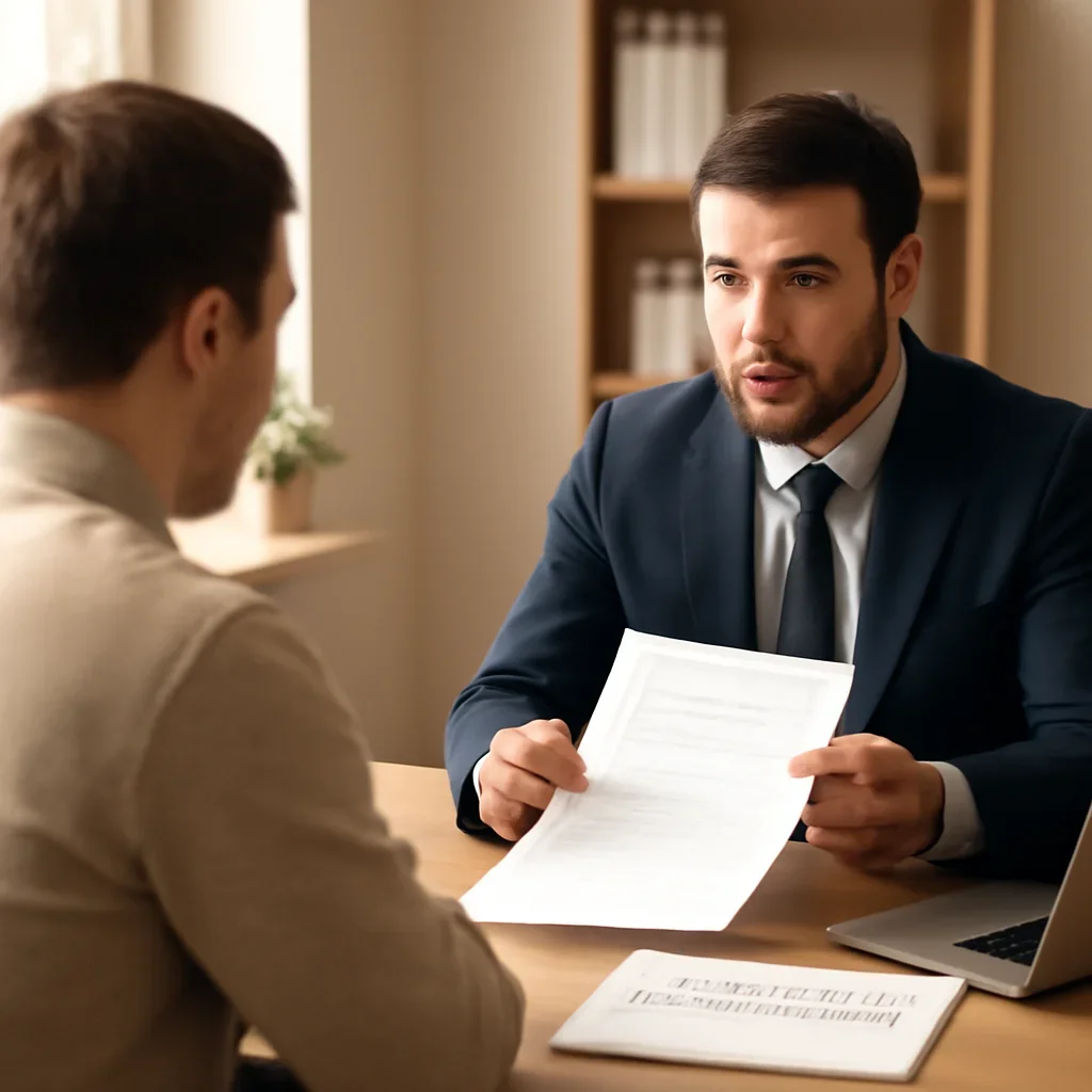 Broker reviewing commercial auto insurance details