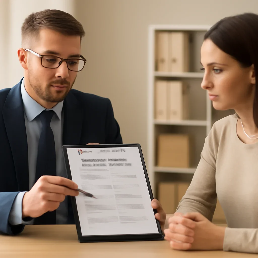 Broker reviewing commercial general liability insurance details