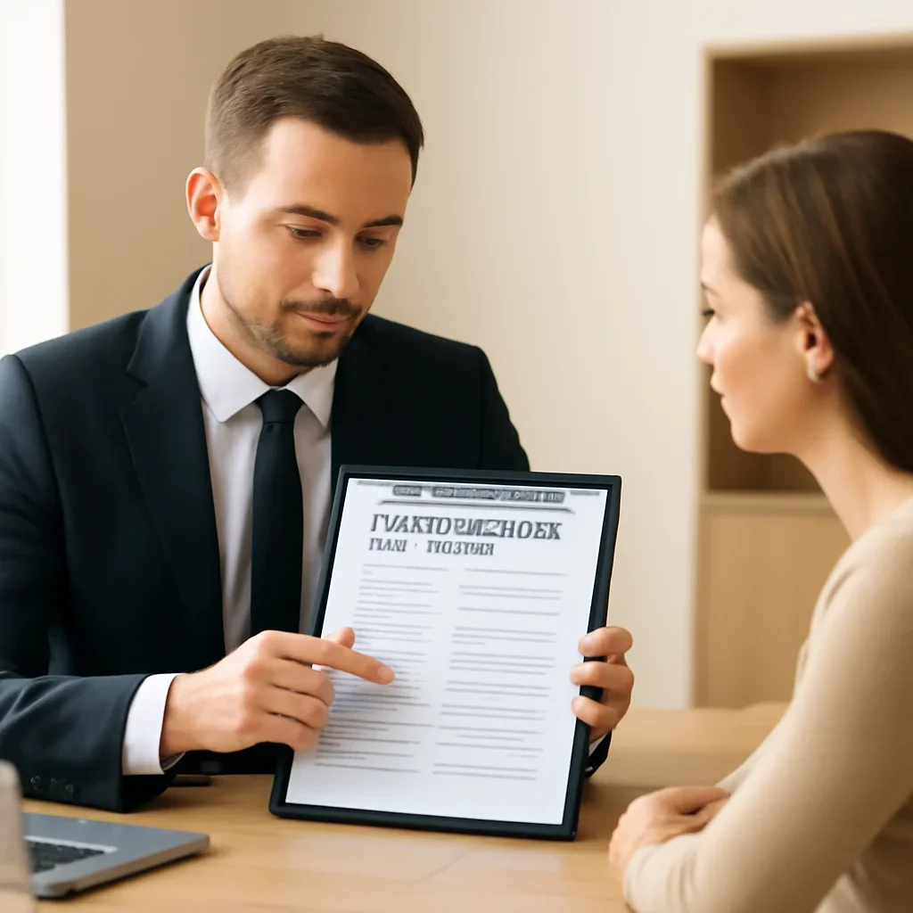 Broker reviewing errors & omissions insurance details