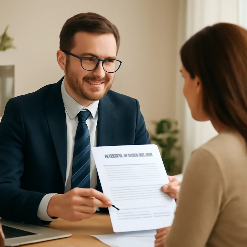 Broker reviewing health insurance details