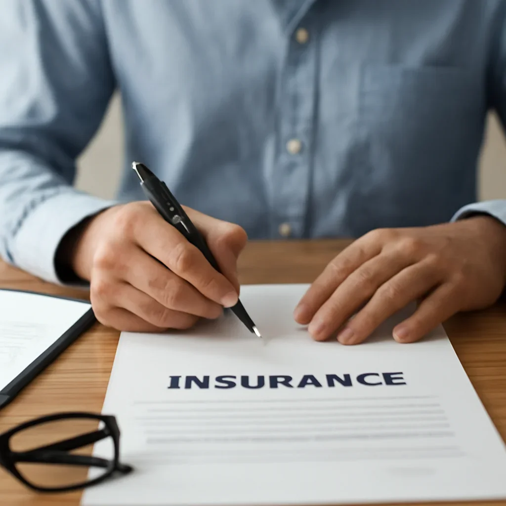 Customer preparing insurance information for the next step