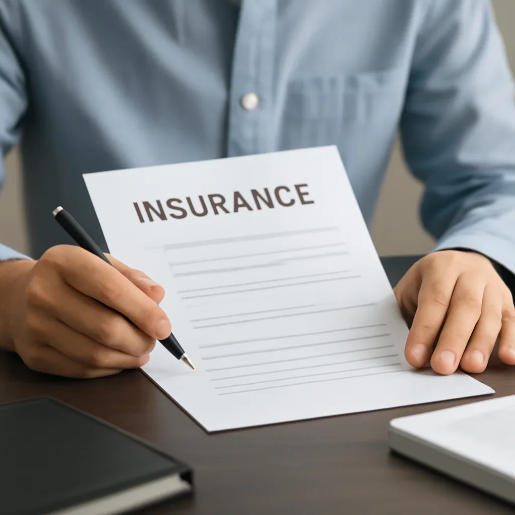Customer preparing insurance information for the next step