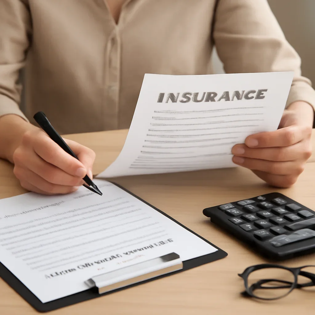 Customer preparing insurance information for the next step