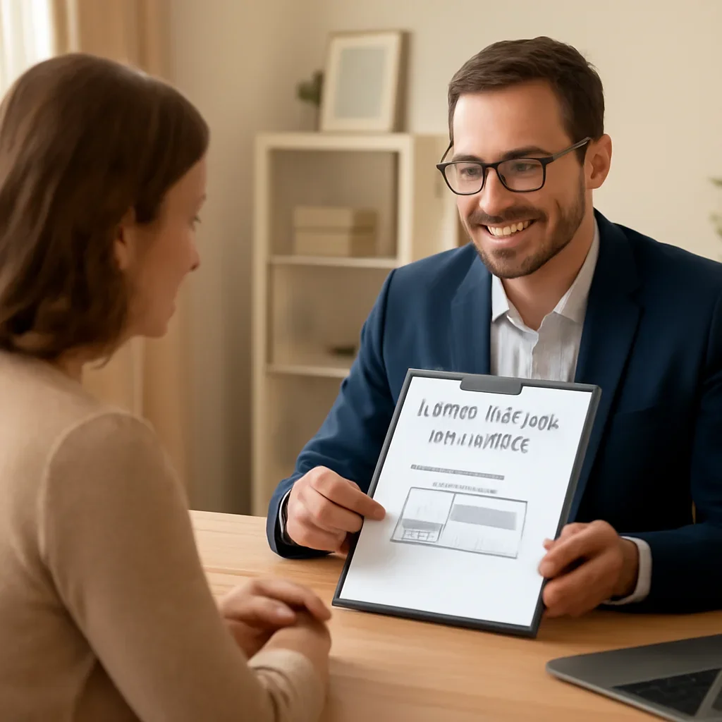 Broker reviewing mobile home insurance details