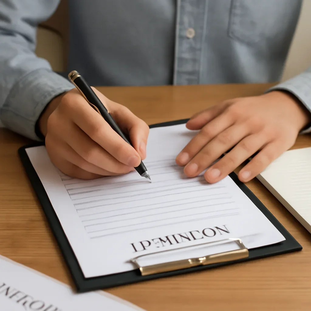 Customer preparing insurance information for the next step