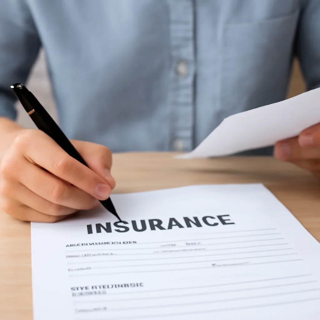 Customer preparing insurance information for the next step