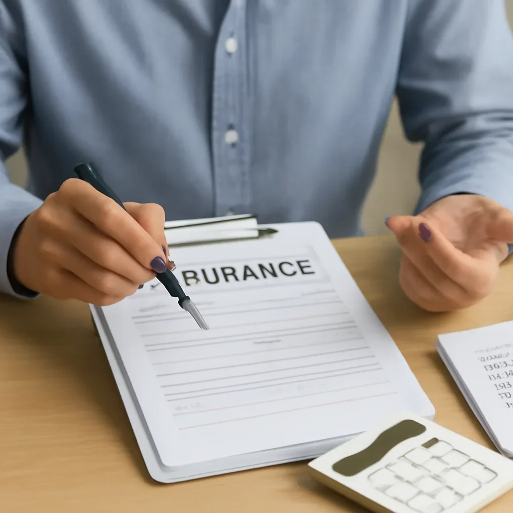 Customer preparing insurance information for the next step