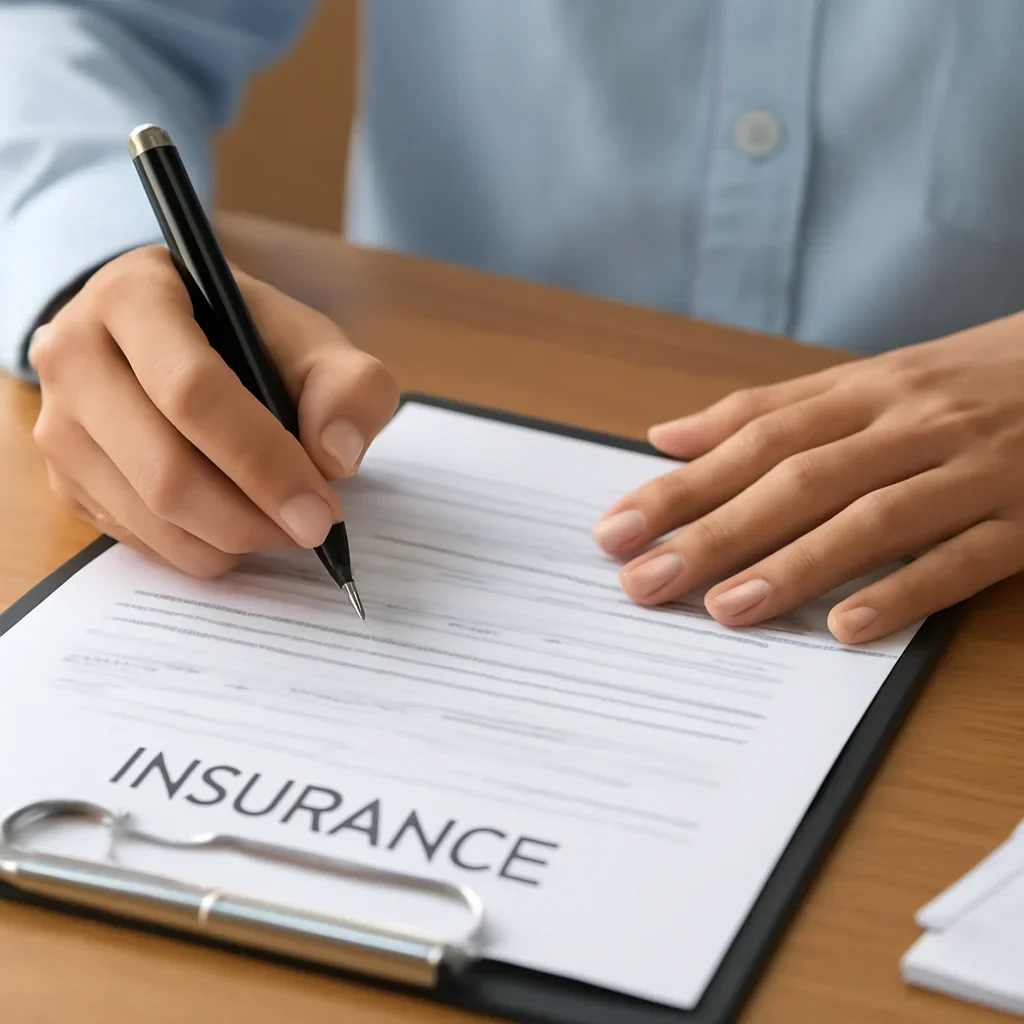Customer preparing insurance information for the next step