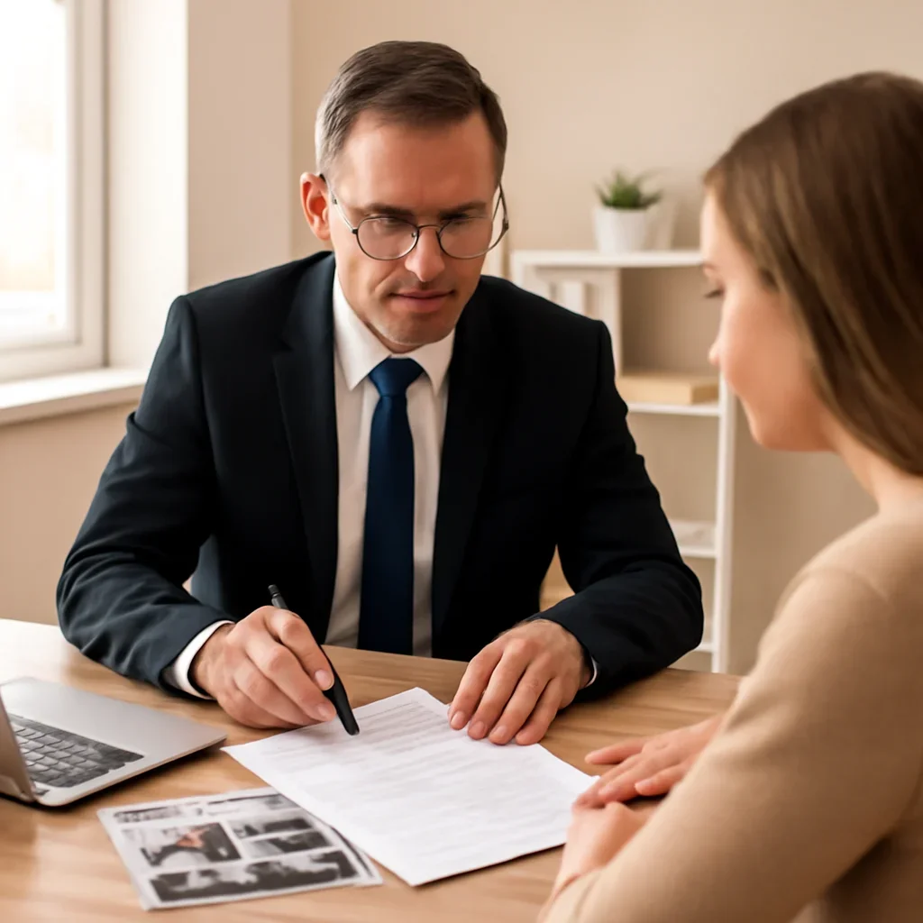 Broker reviewing rv insurance details
