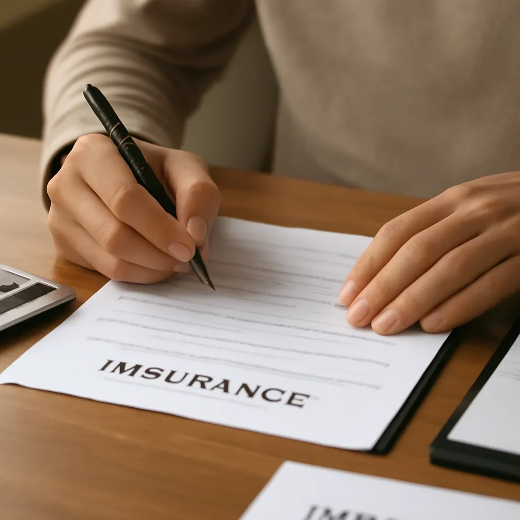Customer preparing insurance information for the next step