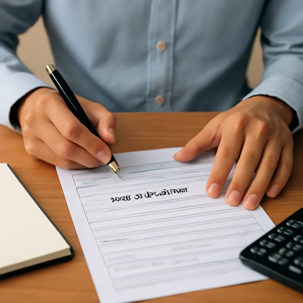 Customer preparing insurance information for the next step