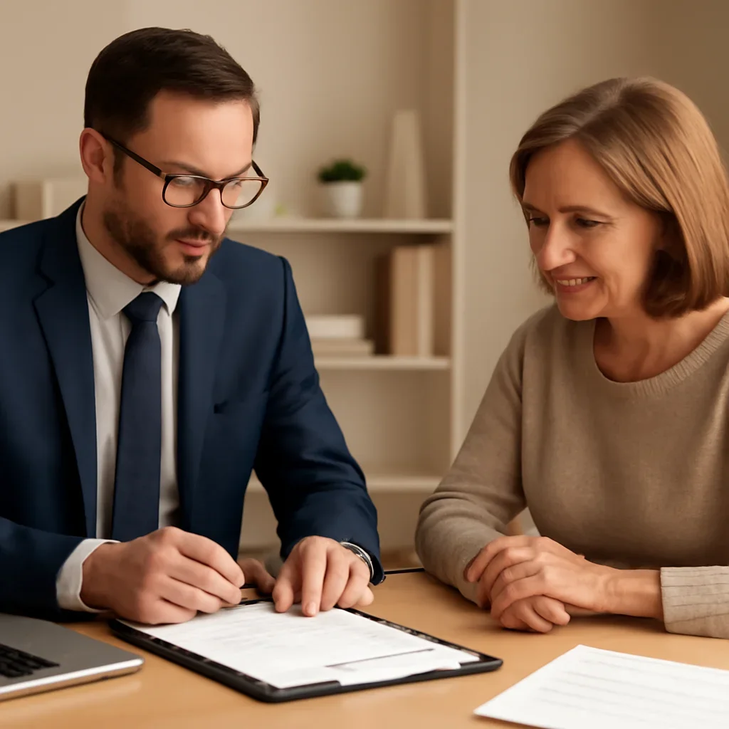 Broker reviewing strata insurance details