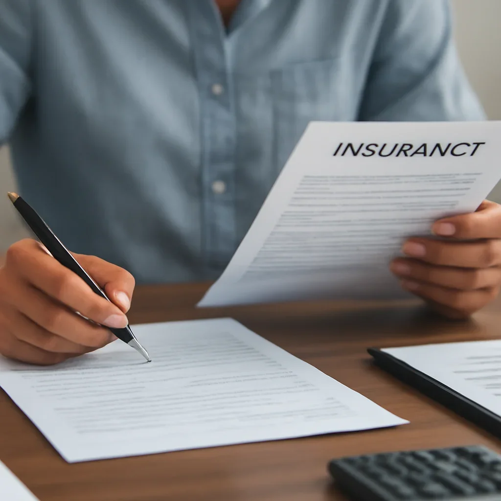 Customer preparing insurance information for the next step