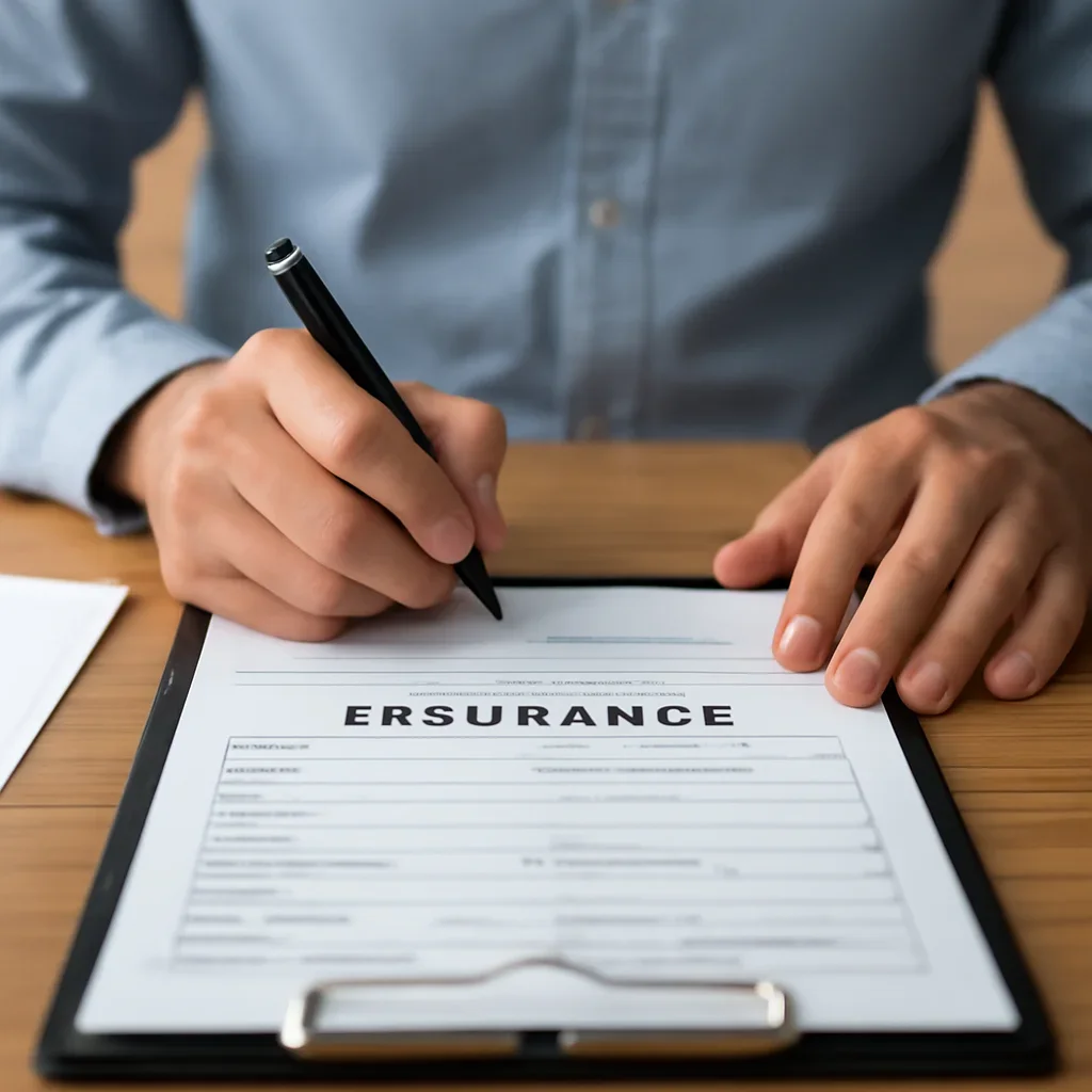 Customer preparing insurance information for the next step