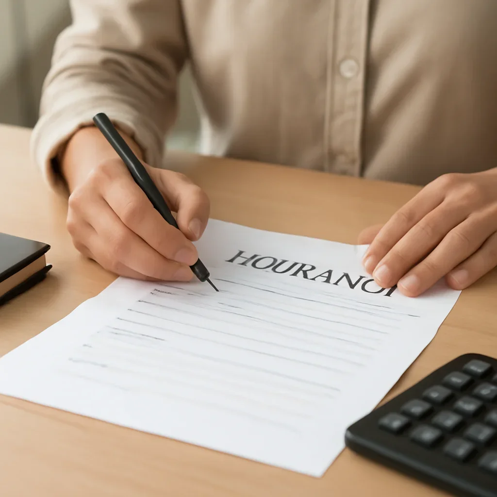 Customer preparing insurance information for the next step